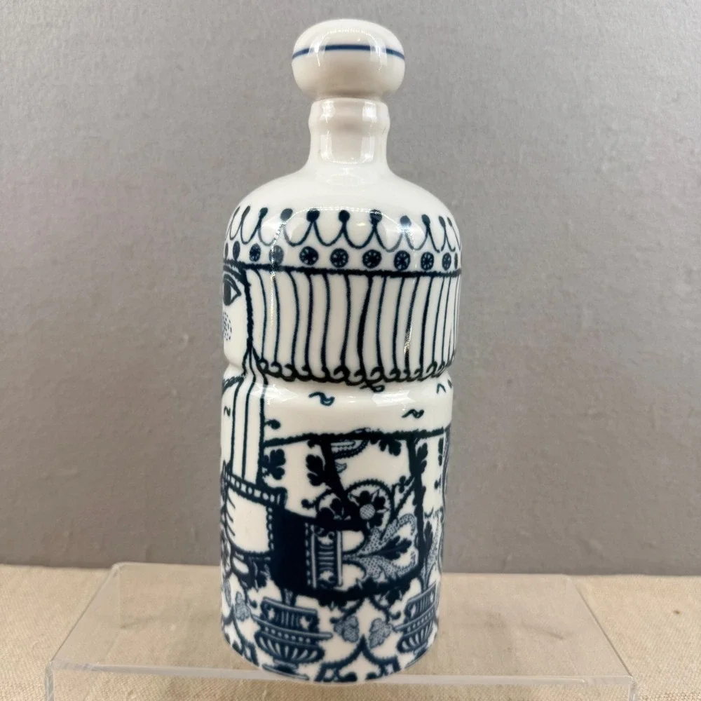 Vintage Altenkunstadt Western Germany Porcelain King‎ Decanter Blue White MCM